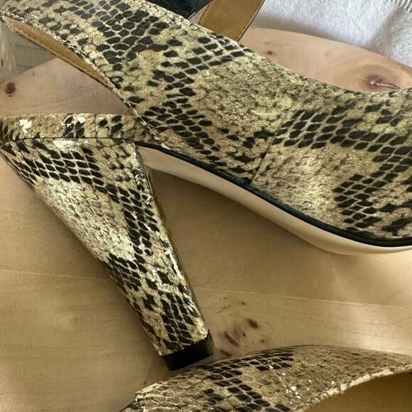 Steve Madden Faux Snakeskin Peep Toe Heels Size 6.5 M Strappy Slingback Pumps - Picture 3 of 9